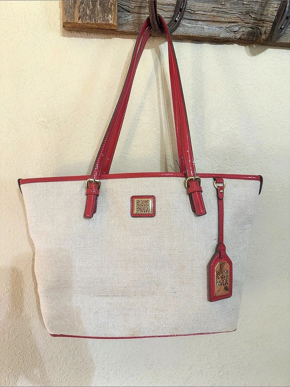 Anne Klein Polka Dot Tote in White & Red